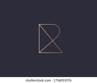 Letter R logo monogram, minimal style identity initial logo mark. Golden gradient parallel lines vector emblem logotype for business cards initials invitations ect.