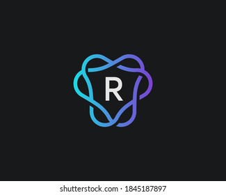 Letter R Logo Monogramm, minimaler Stil Identität ursprünglichen Logo. Farbige kreative Farbverlauf-Linien Vektorsymbol-Logo.
