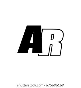 letter A and R logo overlapping black negative