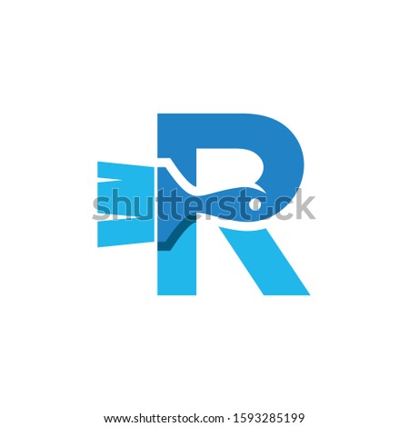 Letter R Logo With Paint Brush Design. Home Building Decoration Icon Graphic. Digital Painting Proffesional Vector.