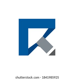 Letter R Logo with paper cut style and tie shape, design vector.