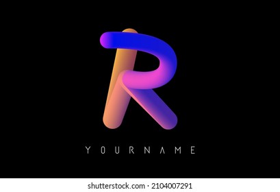 Buchstabe R Logo mit Regenbogen-3D-Farbverlauf. Kreative Vektorgrafik mit typografischer und lebendiger Farbverlauf-Form. Flüssiger Farbweg.  