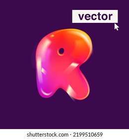 Letter R logo realistic 3D design in cartoon balloon style. Vector illustration. Perfect for cute banner, glossy design posters, multicolor icons, vibrant advertising.