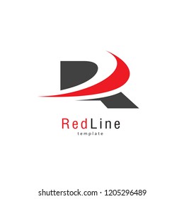 Letter R logo Red Line curves