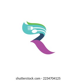 Letter R logo with restaurant design