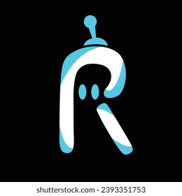 letter r logo with robot concept