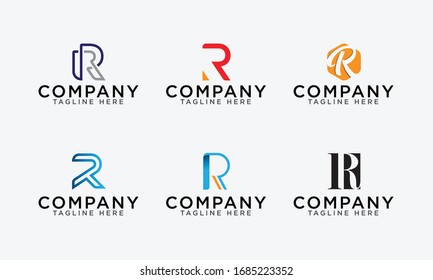 Letter R logo set abstract vector letter R logo set template