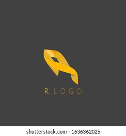 letter R logo shaped folding paper vector with gradations of orange