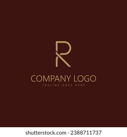 Logotipo carta R con un color sencillo y elegante