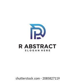 Logo des Buchstaben R quadratische Form mit Farbverlauf-Farbtechnologie abstrakter digitaler Logo-Buchstabe R