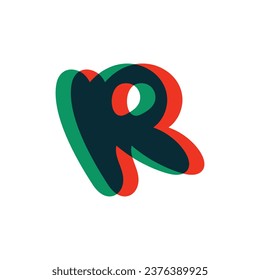 Letter R logo with stereo effect. Perfect to use in any disco labels, dj logos, electromusic posters, bright identity, etc.