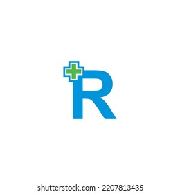 letter R logo template design with health concept. letter R logo for business medical hospital care health wellness, etc. letter R logo with health plus sign. R icon