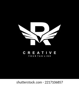 letter R logo template design with wings. R creative logo with wings. modern logotype symbol. wing logo. vector symbol of freedom. flying icon