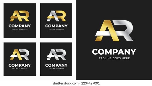 Diseño de plantillas de logotipo Carta A R con concepto de variación de lujo moderno