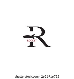 letter R logo template design illustration rocket vector company