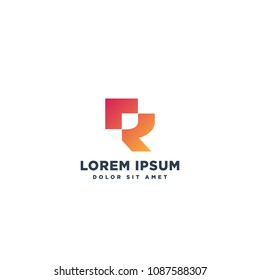 letter R logo template flat design vector editable
