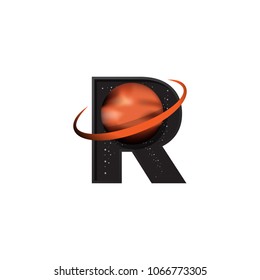 letter R logo template in space