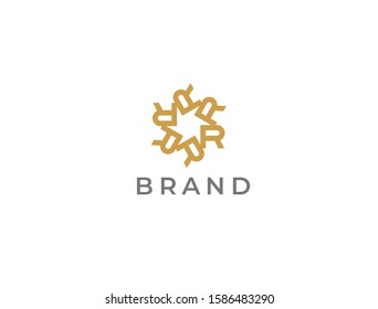 Letter R logo template. Star typography pattern logo. Unique modern creative elegant logotype. Vector icon.