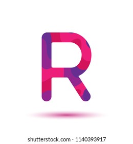 Letter R logo template. Vector paper-cut alphabet. 