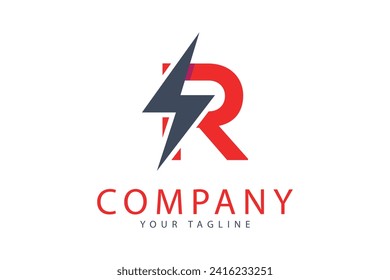 Letter r logo thunder design template