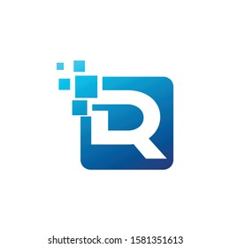 Letter R logo vector- blue vektor logo