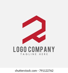 letter R logo vector concept, number 2 abstract. Vector alphabet or number