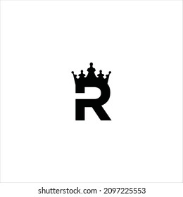 letter r logo vector crown template