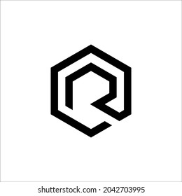 Letter R logo vector design template in a hexagon. Creative modern trendy R typography and black color.