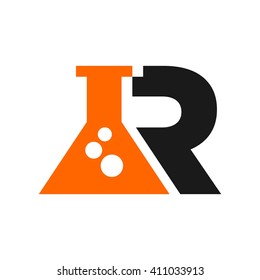 letter R logo vector. erlenmeyer logo vector.