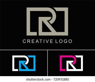 Letter R Logo Vector with square