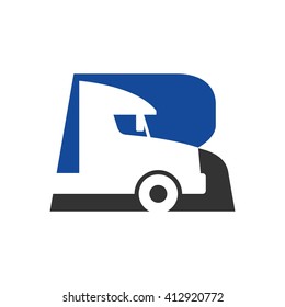 letter r logo vector. truck logo vector.