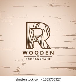 Letter R logo woodwork, Wooden logo design, Woodworking logo, Logo Designs Vector Illustration Template