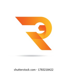Letter R Logo, Letter R with Wrench Logo Concept.