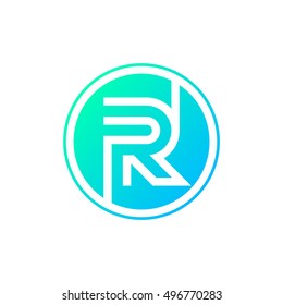 Letter R logo,Circle shape symbol,Digital,Technology,Media,Blue and Green color