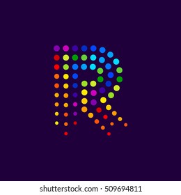 Letter R logo.Dots logo colorful,dotted shape logotype vector design