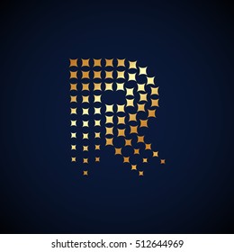 Letter R logo.Sparkle logo gold,logotype vector design