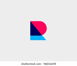 Letter R logotype. Colorful overlay vector icon logo