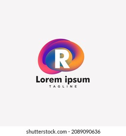 Letra R Gradiente de logotipo en color, imagen vectorial de plantilla de logotipo.