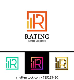 Letter R Logotype With Rate Top Line