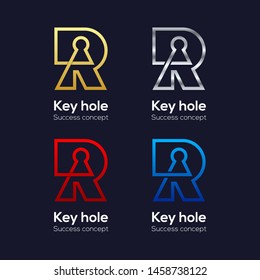 Letter R logotypes with Key hole Signs, Property and Real estate Symbols, Security and Privacy lock icons, Vector Design for your corporate identity, Business Company Success concept