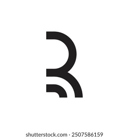 letter r loop stripes simple geometric logo vector 