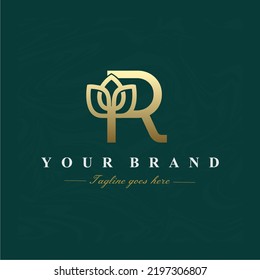 Letter R Lotus Flower Logo Design