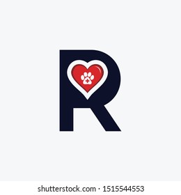 Letter R With Love Pet Care Creative Business Logo