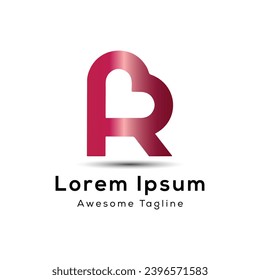 Buchstabe r mit Logo-Design in Form von Liebesbekleidung