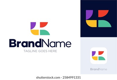 Letter R, LR, C logo design, modern abstract geometric colorful design illustrations, Logotype concept symbol icon vector templates, Usable for Growing Business, Branding, Identity, Marketing, etc.