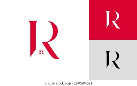 Letter R luxury and elegant with house roof logo design vector
