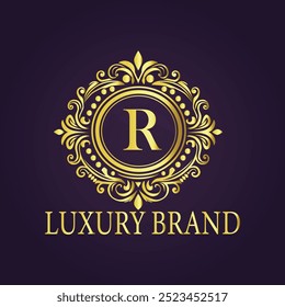 Letter R luxury gold logo concept