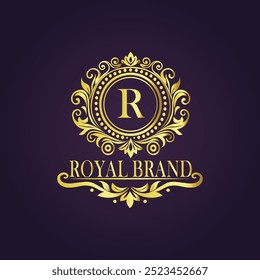 Letter R luxury gold logo concept