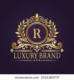 Letter R luxury gold logo concept