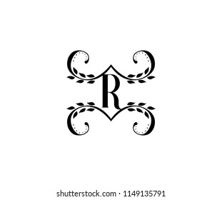 Letter R Luxury Graceful Ornament Floral Monogram Logotype